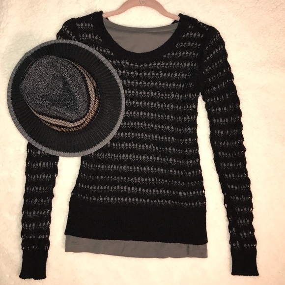 Aeropostale Sweaters - AEROPOSTALE black crochet sweater top